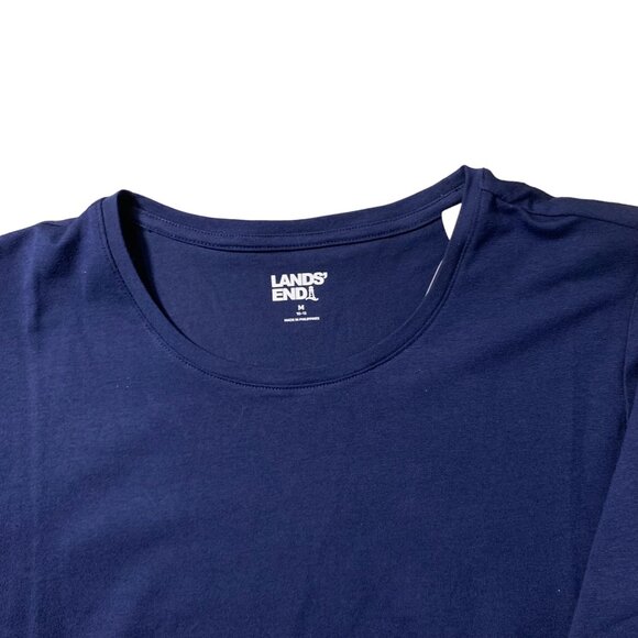 Lands End Blue Tencel Short Sleeve Crew Neck Tee Shirt - M - Picture 3 of 5
